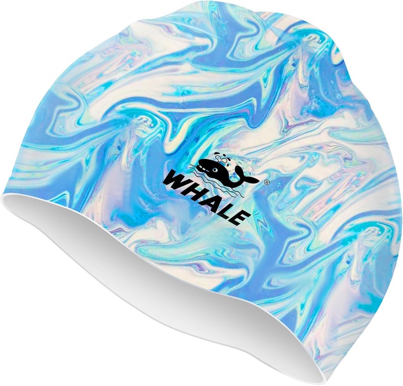 Whale Extra Large Swim Cap for Women Men Non-Slip, High Elasticity Keeps Hair Dry Unisex Large Size Suitable for Long Hair, Curly Hair and African Dreadlocks - Image 1